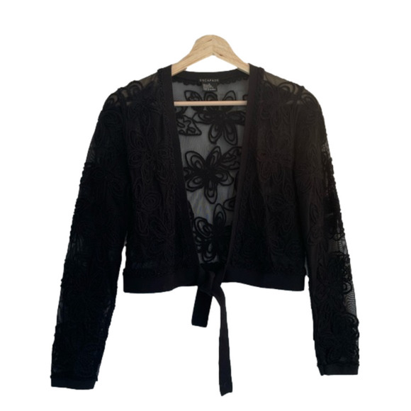 escapades Tops - ESCAPADES Black Stretch Lace Top Small